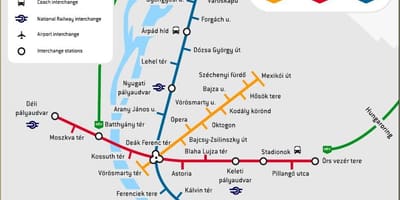 மெட்ரோ வரைபடம் புடாபெஸ்ட், ஹங்கேரி